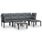 vidaXL 6-tlg. Garten-Lounge-Set Schwarz und Grau Poly Rattan vidaXL 6-tlg. Garten-Lounge-Set Schwarz und Grau Poly Rattan