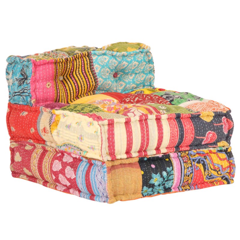 vidaXL Modularer Pouf Patchwork Stoff vidaXL Modularer Pouf Patchwork Stoff