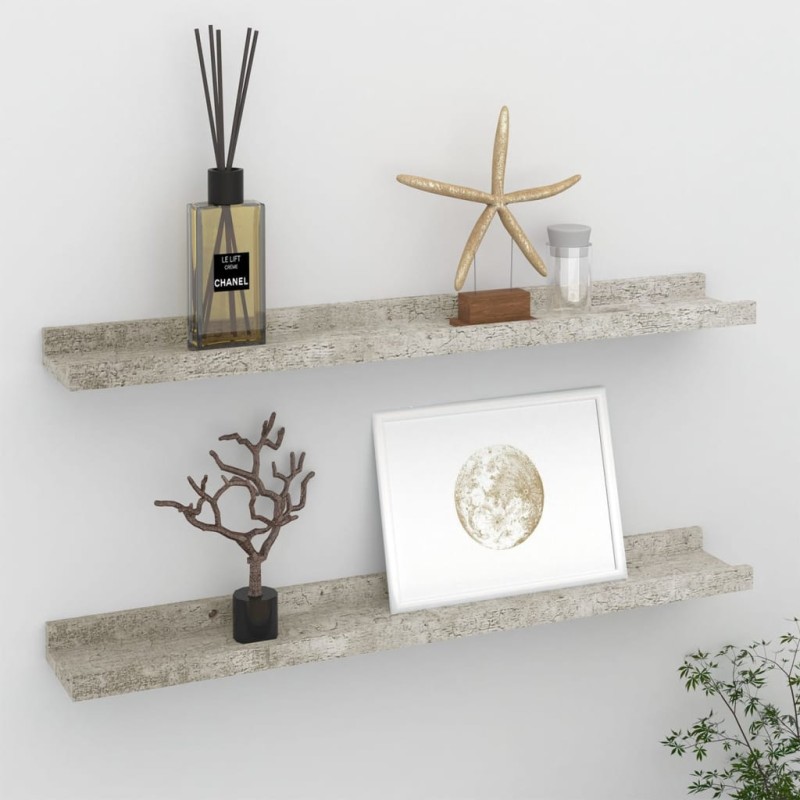 vidaXL Wandregale 2 Stk. Betongrau 60x9x3 cm vidaXL Wandregale 2 Stk. Betongrau 60x9x3 cm