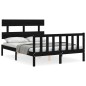 vidaXL Massivholzbett mit Kopfteil Schwarz 140x200 cm vidaXL Massivholzbett mit Kopfteil Schwarz 140x200 cm