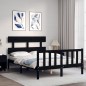 vidaXL Massivholzbett mit Kopfteil Schwarz 140x200 cm vidaXL Massivholzbett mit Kopfteil Schwarz 140x200 cm