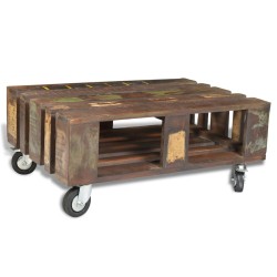 vidaXL Couchtisch mit 4 Rollen Altholz 