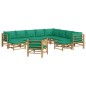 vidaXL 12-tlg. Garten-Lounge-Set mit Grünen Kissen Bambus vidaXL 12-tlg. Garten-Lounge-Set mit Grünen Kissen Bambus