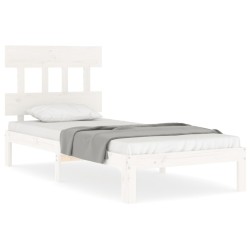 vidaXL Massivholzbett mit Kopfteil Weiß 90x200 cm