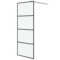 vidaXL Duschwand für Walk-In Dusche Schwarz 80x195 cm ESG Mattiert