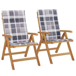 vidaXL Gartenstühle mit Kissen 2 Stk. Massivholz Teak