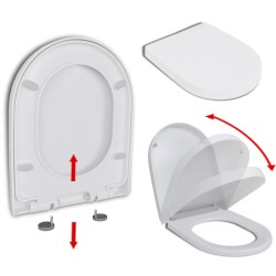 vidaXL Toilettensitz mit Absenkautomatik und Quick-Release Weiß Eckig 