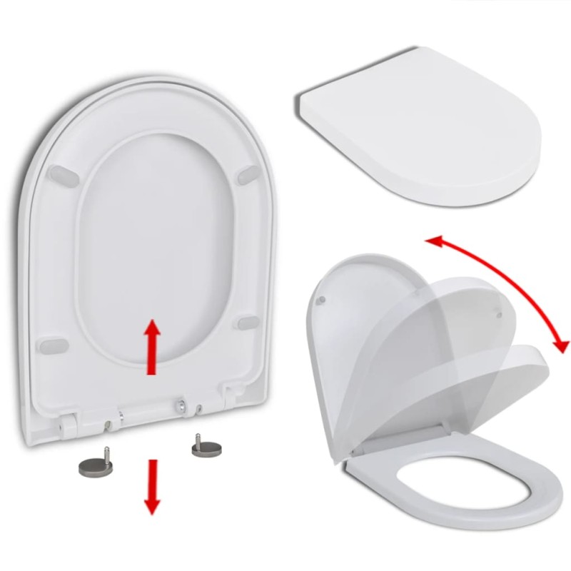 vidaXL Toilettensitz mit Absenkautomatik und Quick-Release Weiß Eckig vidaXL Toilettensitz mit Absenkautomatik und Quick-Release Weiß Eckig