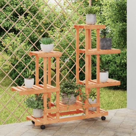 vidaXL Blumenständer mit Rollen 95x25x101 cm Massivholz Tanne