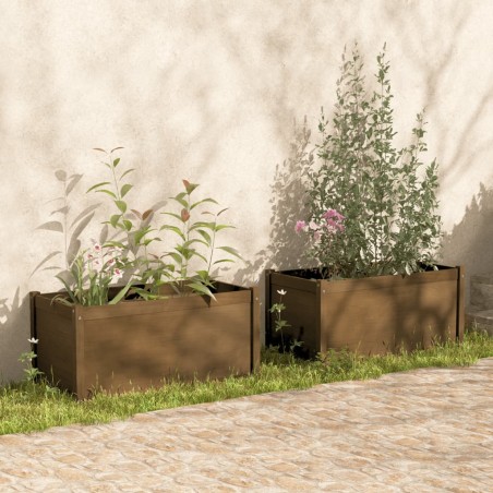 vidaXL Pflanzkübel 2 Stk. Honigbraun 100x50x50 cm Massivholz Kiefer