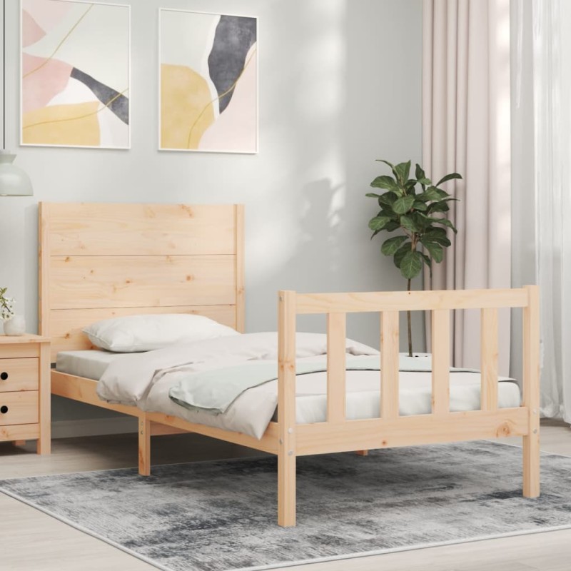 vidaXL Massivholzbett mit Kopfteil vidaXL Massivholzbett mit Kopfteil