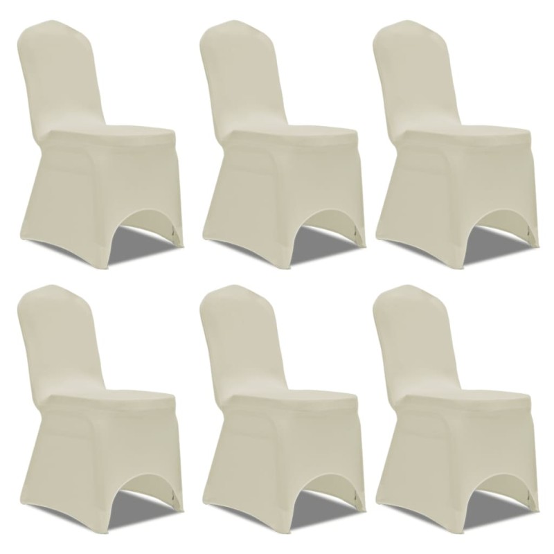 6 x Stuhlhusse Stretchhusse cremefarben 6 x Stuhlhusse Stretchhusse cremefarben