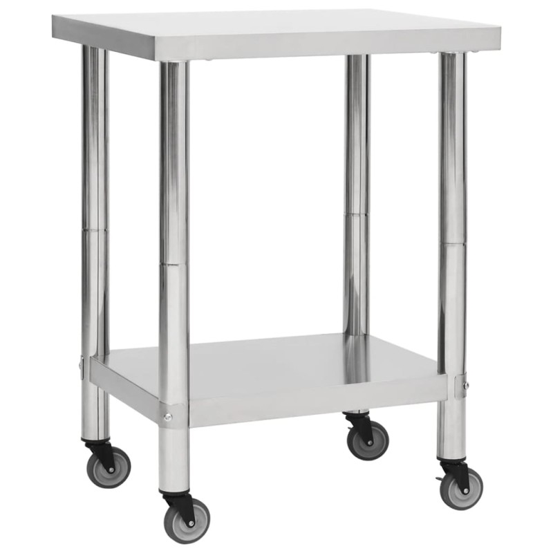 vidaXL Küchen-Arbeitstisch mit Rollen 80x30x85 cm Edelstahl vidaXL Küchen-Arbeitstisch mit Rollen 80x30x85 cm Edelstahl