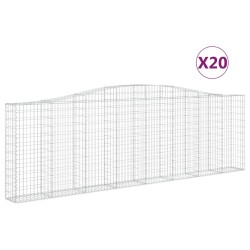 vidaXL Gabionen mit Hochbogen 20Stk. 400x30x120/140cm Verzinktes Eisen