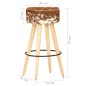 Barhocker 2 Stk. Braun Raues Mangoholz und Echtleder Barhocker 2 Stk. Braun Raues Mangoholz und Echtleder