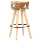 Barhocker 2 Stk. Braun Raues Mangoholz und Echtleder Barhocker 2 Stk. Braun Raues Mangoholz und Echtleder