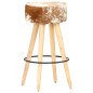 Barhocker 2 Stk. Braun Raues Mangoholz und Echtleder Barhocker 2 Stk. Braun Raues Mangoholz und Echtleder