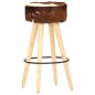 Barhocker 2 Stk. Braun Raues Mangoholz und Echtleder Barhocker 2 Stk. Braun Raues Mangoholz und Echtleder