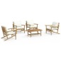 vidaXL 5-tlg. Garten-Lounge-Set mit Cremeweißen Kissen Bambus vidaXL 5-tlg. Garten-Lounge-Set mit Cremeweißen Kissen Bambus