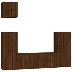 vidaXL 5-tlg. TV-Schrank-Set Braun Eichen-Optik Holzwerkstoff