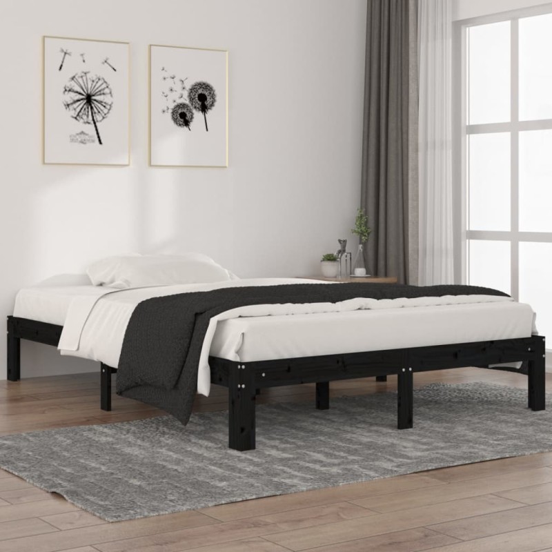 vidaXL Massivholzbett Schwarz Kiefer 140x200 cm vidaXL Massivholzbett Schwarz Kiefer 140x200 cm