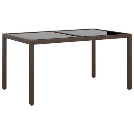 vidaXL Gartentisch 150x90x75 cm Hartglas und Poly Rattan Braun