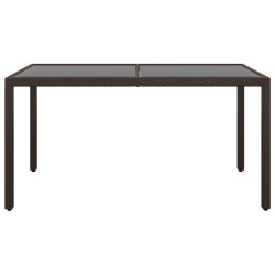 vidaXL Gartentisch 150x90x75 cm Hartglas und Poly Rattan Braun