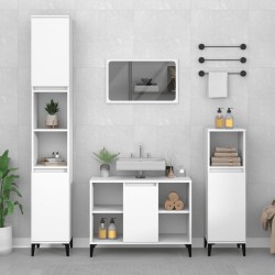 vidaXL 3-tlg. Badmöbel-Set Weiß Holzwerkstoff
