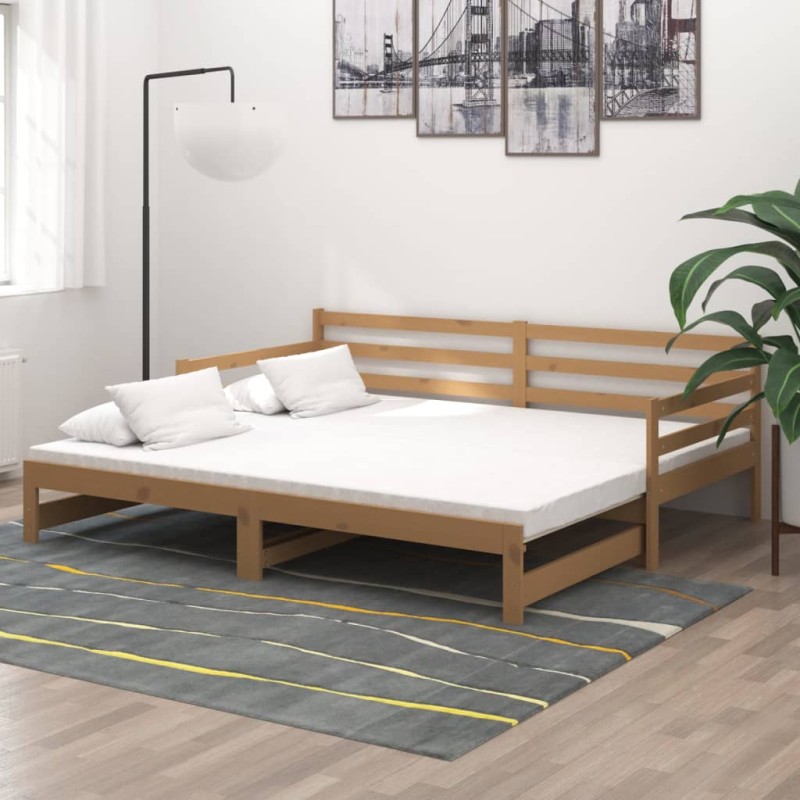vidaXL Tagesbett Ausziehbar Honigbraun Massivholz Kiefer 2x(90x200) cm vidaXL Tagesbett Ausziehbar Honigbraun Massivholz Kiefer 2x(90x200) cm