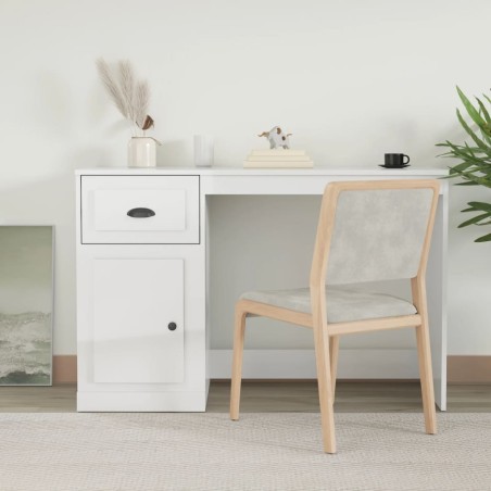 vidaXL Schreibtisch mit Schublade Hochglanz-Weiß 115x50x75 cm