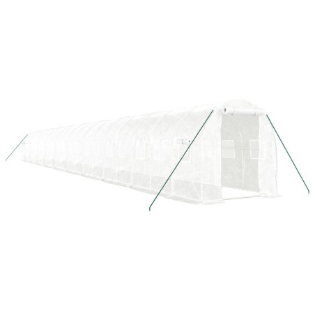 vidaXL Gewächshaus mit Stahlrahmen Weiß 40 m² 20x2x2 m