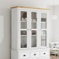 vidaXL Vitrinenschrank mit Glastüren BODO Weiß und Braun Kiefernholz vidaXL Vitrinenschrank mit Glastüren BODO Weiß und Braun Kiefernholz