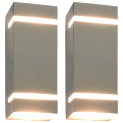 vidaXL Außenwandleuchten 2 Stk. 35 W Silbern Rechteckig