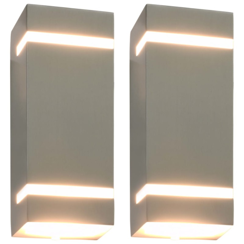 vidaXL Außenwandleuchten 2 Stk. 35 W Silbern Rechteckig vidaXL Außenwandleuchten 2 Stk. 35 W Silbern Rechteckig