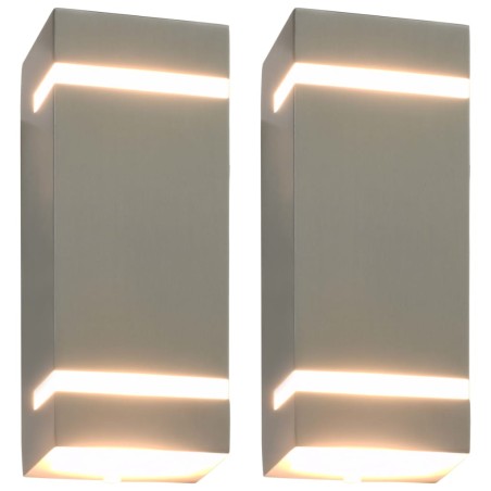 vidaXL Außenwandleuchten 2 Stk. 35 W Silbern Rechteckig