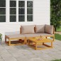 vidaXL 4-tlg. Garten-Lounge-Set mit Taupe Kissen Massivholz vidaXL 4-tlg. Garten-Lounge-Set mit Taupe Kissen Massivholz