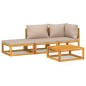 vidaXL 4-tlg. Garten-Lounge-Set mit Taupe Kissen Massivholz vidaXL 4-tlg. Garten-Lounge-Set mit Taupe Kissen Massivholz