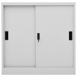 vidaXL Büroschrank mit Schiebetür Hellgrau 90x40x90 cm Stahl 