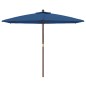 vidaXL Sonnenschirm mit Holzmast Azurblau 299x240 cm vidaXL Sonnenschirm mit Holzmast Azurblau 299x240 cm