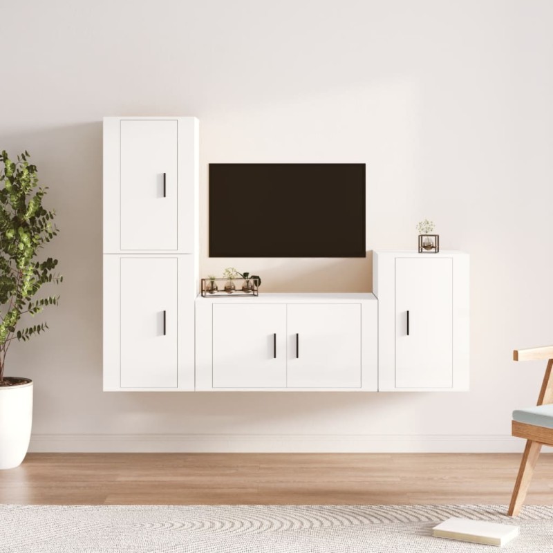 vidaXL 4-tlg. TV-Schrank-Set Hochglanz-Weiß Holzwerkstoff vidaXL 4-tlg. TV-Schrank-Set Hochglanz-Weiß Holzwerkstoff