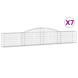 vidaXL Gabionen mit Hochbogen 7 Stk. 400x30x60/80 cm Verzinktes Eisen