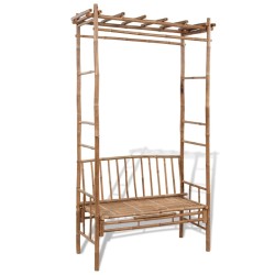 vidaXL Gartenbank mit Pergola 130 cm Bambus