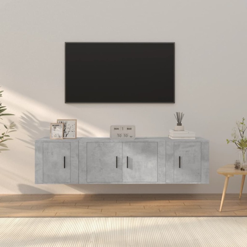 vidaXL 3-tlg. TV-Schrank-Set Betongrau Holzwerkstoff vidaXL 3-tlg. TV-Schrank-Set Betongrau Holzwerkstoff