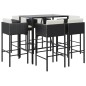 vidaXL 7-tlg. Gartenbar-Set mit Kissen Schwarz Poly Rattan vidaXL 7-tlg. Gartenbar-Set mit Kissen Schwarz Poly Rattan