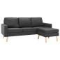 vidaXL 3-Sitzer-Sofa mit Hocker Dunkelgrau Stoff vidaXL 3-Sitzer-Sofa mit Hocker Dunkelgrau Stoff