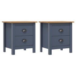 vidaXL Nachttische Hill 2 Stk. Grau 46x35x49,5 cm Massivholz Kiefer