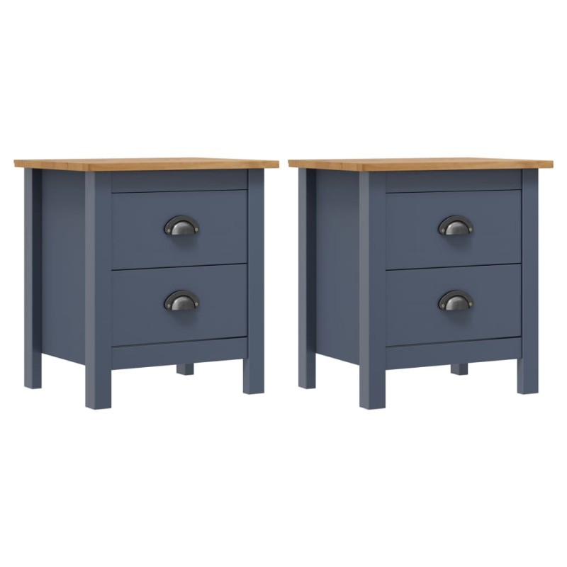 vidaXL Nachttische Hill 2 Stk. Grau 46x35x49,5 cm Massivholz Kiefer vidaXL Nachttische Hill 2 Stk. Grau 46x35x49,5 cm Massivholz Kiefer