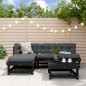 vidaXL 5-tlg. Garten-Lounge-Set mit Kissen Schwarz Massivholz vidaXL 5-tlg. Garten-Lounge-Set mit Kissen Schwarz Massivholz
