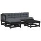 vidaXL 5-tlg. Garten-Lounge-Set mit Kissen Schwarz Massivholz vidaXL 5-tlg. Garten-Lounge-Set mit Kissen Schwarz Massivholz