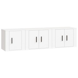 vidaXL 3-tlg. TV-Schrank-Set Weiß Holzwerkstoff